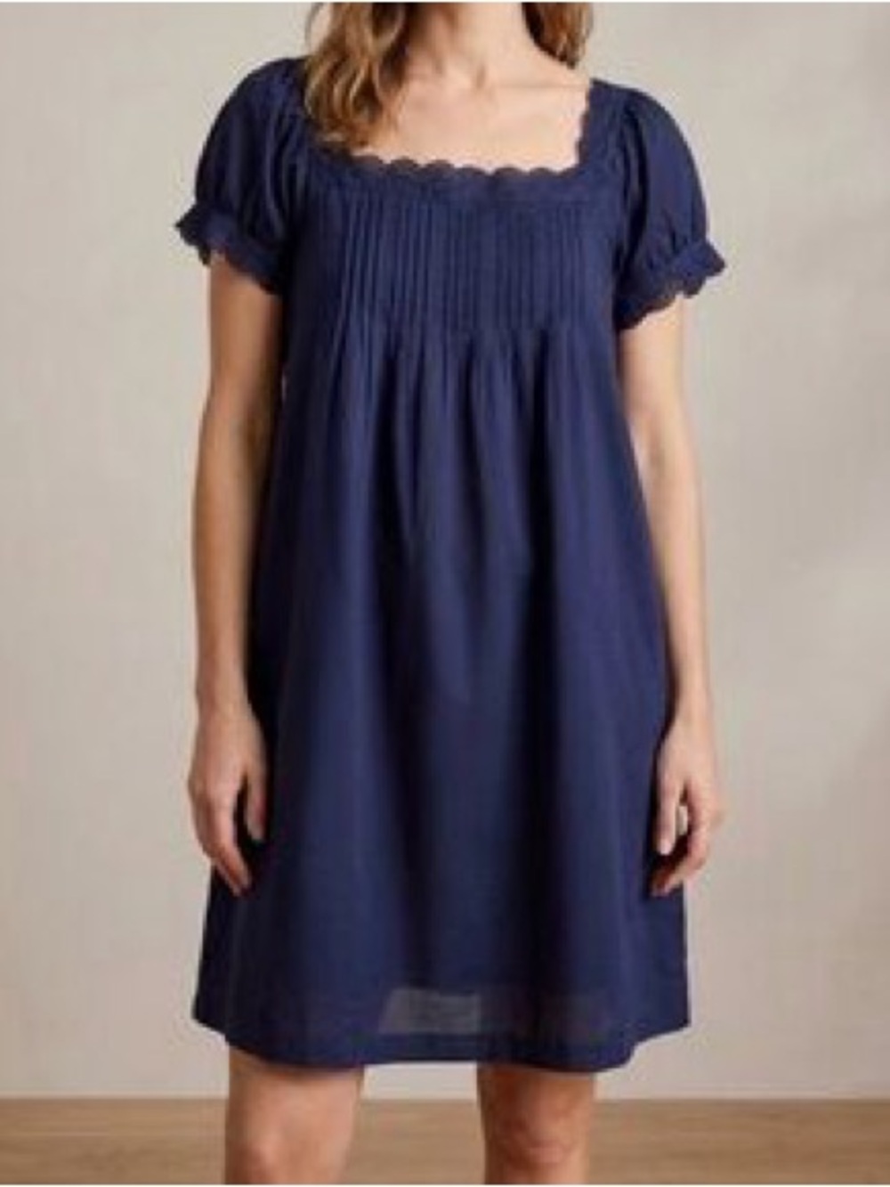 Crew Cotton Voile Scallop-trim
Babydoll Dress in Dark Ink NWT XS